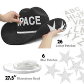 Keilin DIY Rhinestone Cowboy Hats for Women Western Felt Cowgirl Hat Disco Nashville Bachelorette Party Cowgirl Outfits, Black